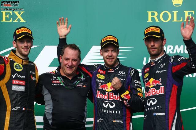 Sebastian Vettel holte sich beim USA-Grand-Prix in Austin den Sieg vor Romain Grosjean und Mark Webber.