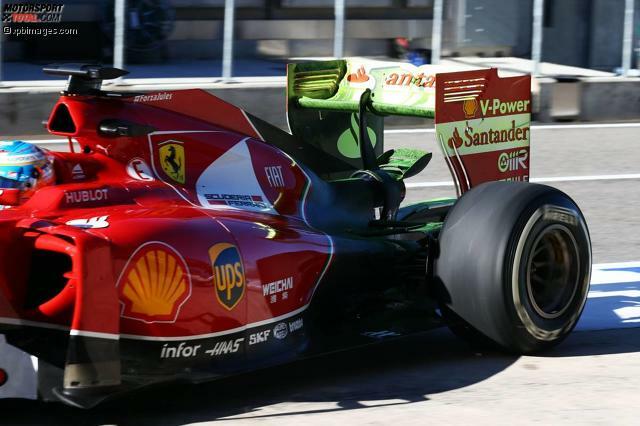 Ferrari setzte in Austin einen neuen Heckflügel ein. Mit Flow-Viz-Farbe wurden die Luftströmungen abgebildet.