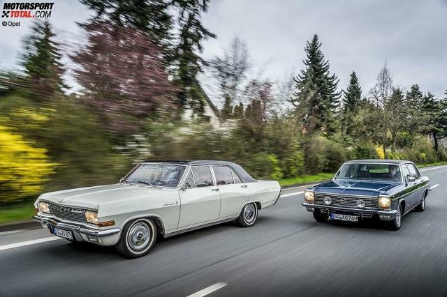 Achtzylinder-Parade: Der Opel Admiral A V8 aus dem Baujahr1966 und der Opel Diplomat B V8 lang von 1976.