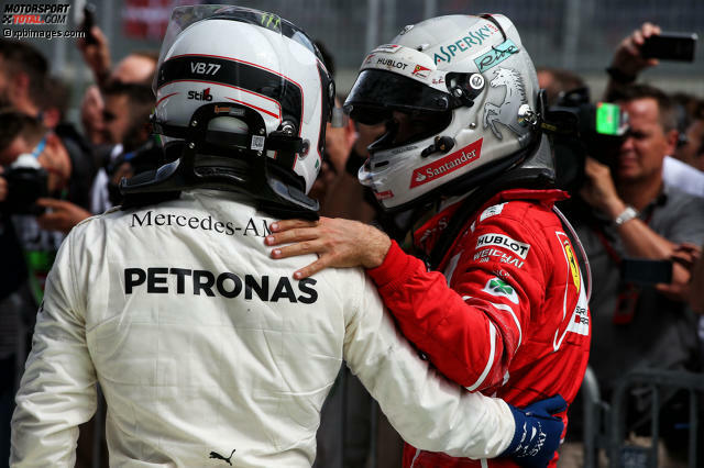 Valtteri Bottas und Sebastian Vettel hatten sich auch nach dem Fight noch lieb. Jetzt durch die 17 besten Highlight-Fotos klicken!