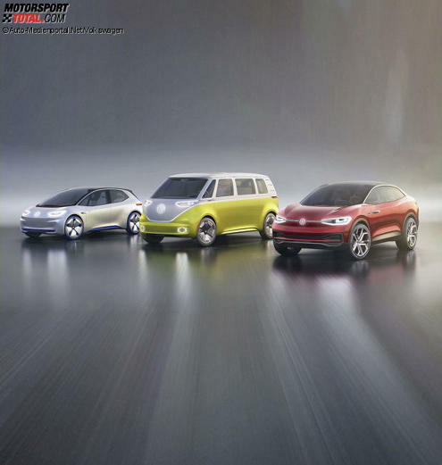Volkswagen I.D., I.D. Buzz und I.D. Crozz (von links)