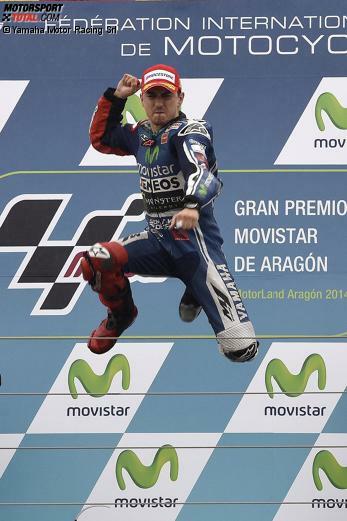 Es ist vollbracht: In Aragon feiert Jorge Lorenzo endlich seinen ersten Sieg in der Saison 2014.