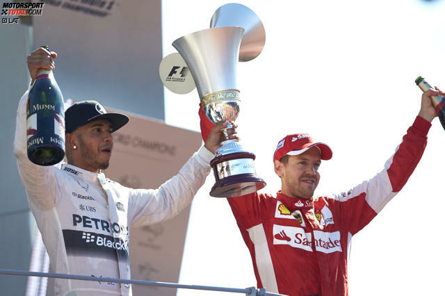Monza 2015: Lewis Hamilton gewinnt den Grand Prix von Italien, hat nun 53 Punkte Vorsprung im Titelduell und eine Hand am WM-Pokal. Und Sebastian Vettel freut sich über sein erstes Monza-Podium als Ferrari-Fahrer. Den Tränen nahe sagt er: "Das ist der schönste zweite Platz meines Lebens." Den turbulenten Weg zu diesem Siegerfoto gibt's in den folgenden 16 Fotos nachzuschauen.
