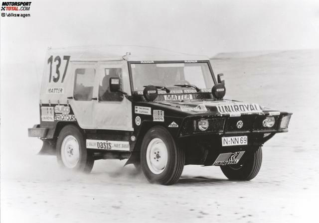 Im Jahr 1980 setzt Volkswagen erstmals eine Duftmarke im Rallyesport. Freddy Kottulinsky und Gerd Lo?ffelmann holen in einem Iltis für die Wolfsburger den ersten Gesamtsieg bei der Rallye Dakar.