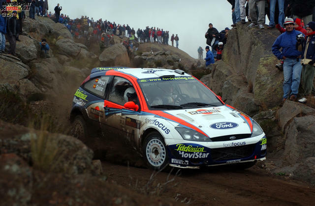 Rallye Argentinien 2002: Carlos Sainz (Ford) gewinnt 4,0 Sekunden vor Petter Solberg (Subaru).