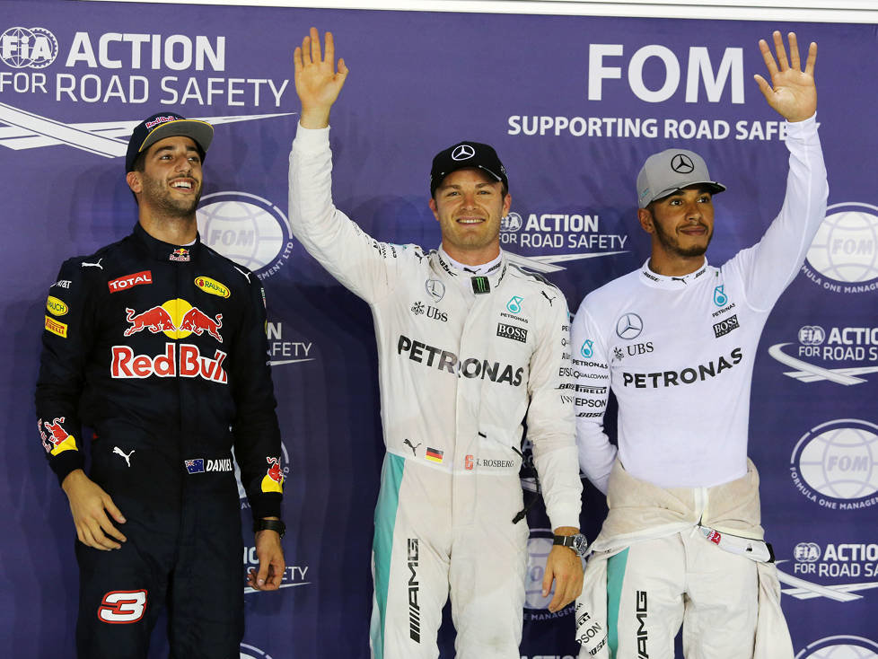 Daniel Ricciardo, Nico Rosberg, Lewis Hamilton