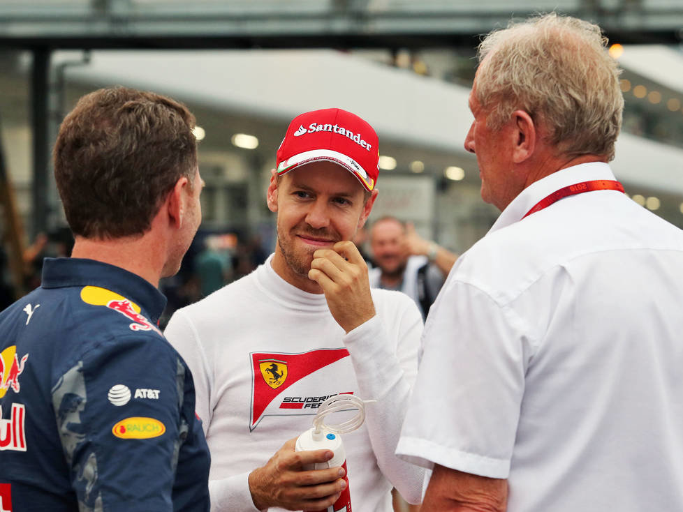 Christian Horner, Sebastian Vettel, Helmut Marko