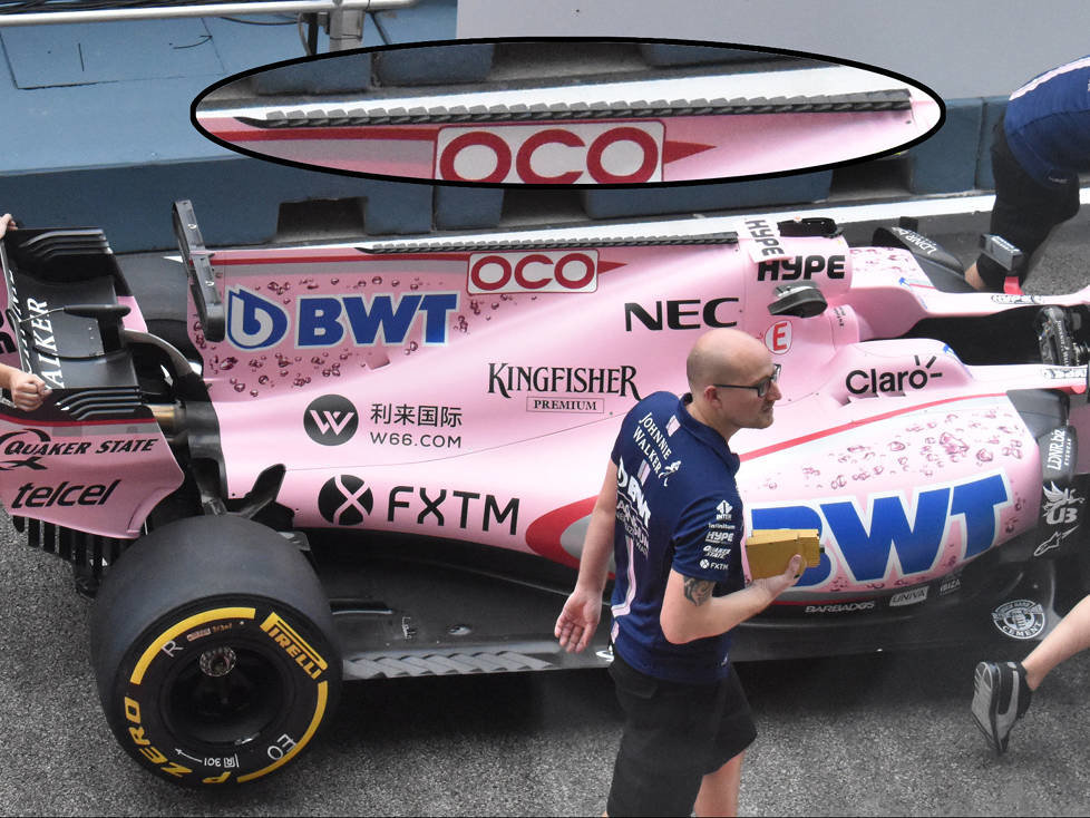 Force India mit Mini-Flügeln an der "Haifischflosse"