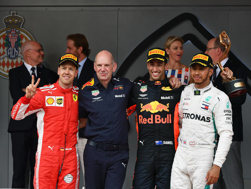 Sebastian Vettel, Adrian Newey, Daniel Ricciardo, Lewis Hamilton