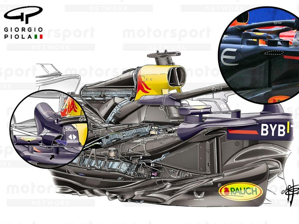 Illustration von Giorgio Piola zum Red Bull RB20 in der Formel-1-Saison 2024