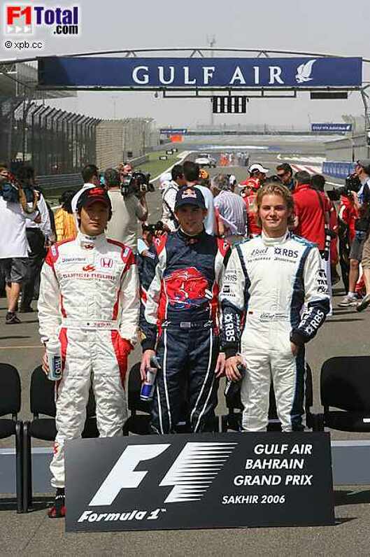 Formel-1-Neulinge 2006: Yuji Ide (Super Aguri F1 Team), Scott Speed (Scuderia Toro Rosso) und Nico Rosberg (Williams-Cosworth)