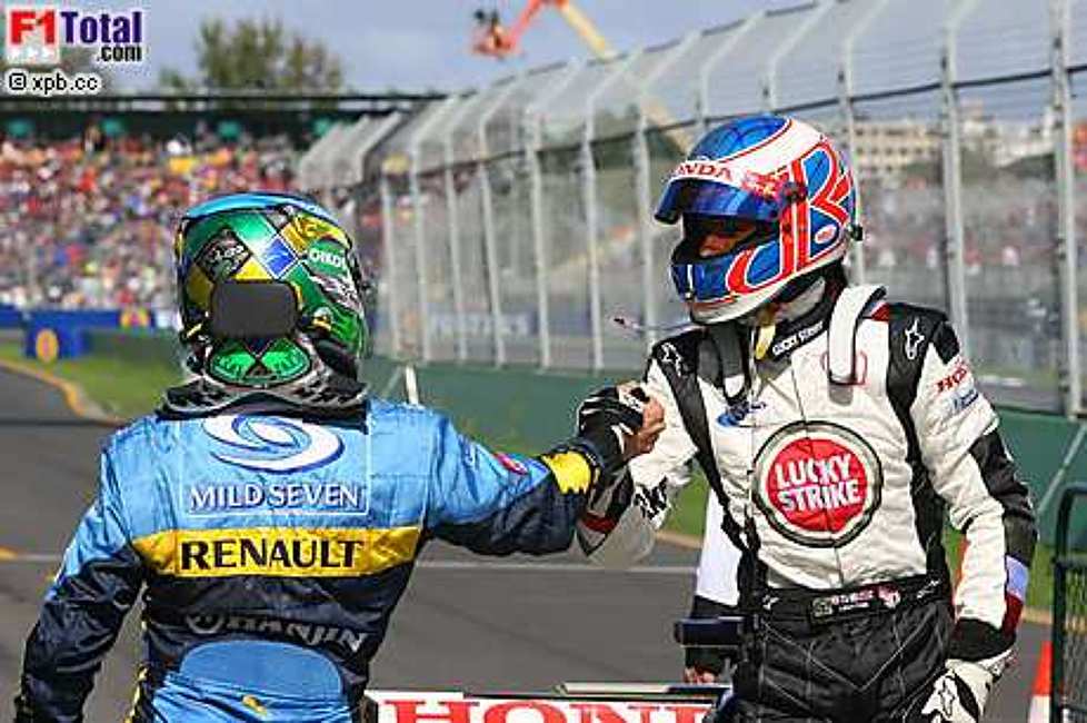 Giancarlo Fisichella (Renault), Jenson Button (Honda Racing F1 Team)