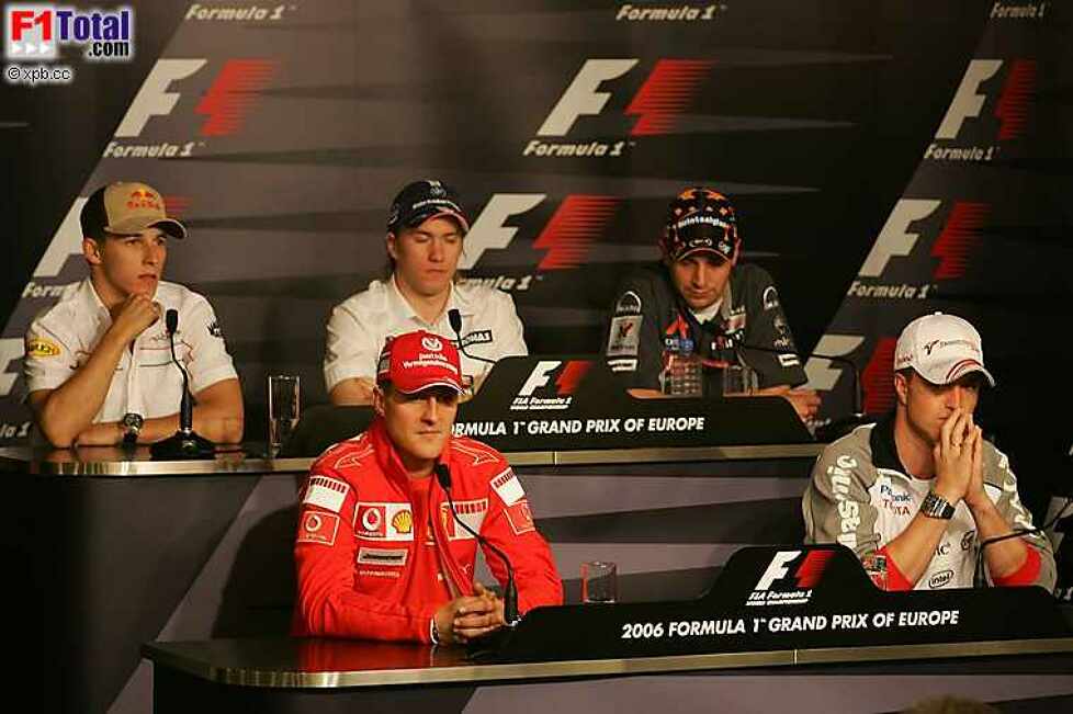 Christian Klien (Red Bull Racing), Christijan Albers (MF1 Racing), Michael Schumacher (Ferrari), Nick Heidfeld (BMW Sauber F1 Team), Ralf Schumacher (Toyota)