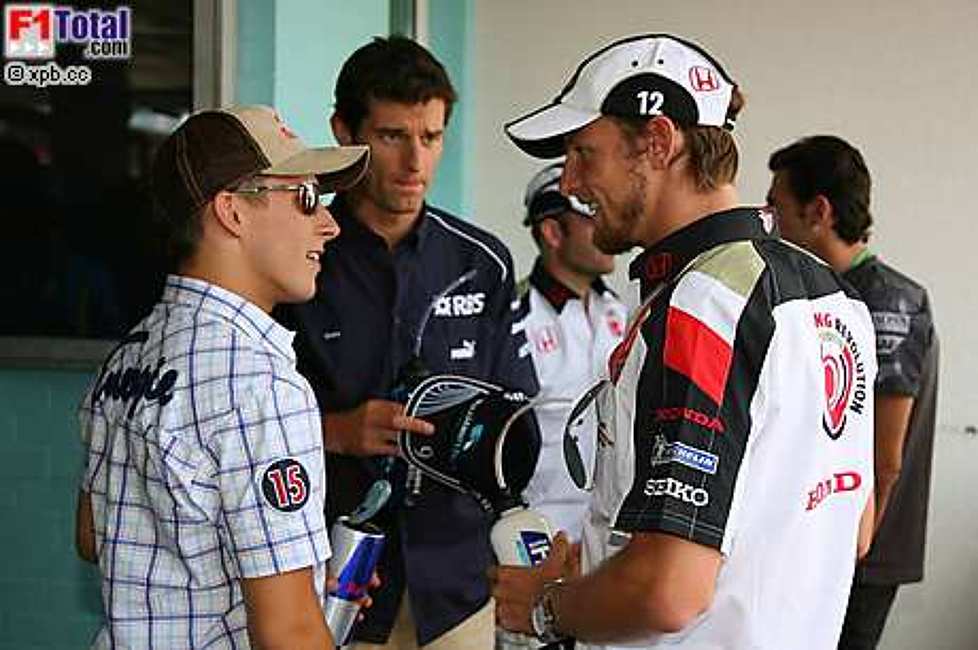Christian Klien (Red Bull Racing), Jenson Button (Honda Racing F1 Team), Mark Webber (Williams-Cosworth)