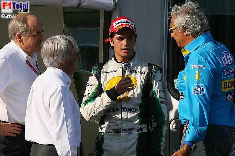 Bernie Ecclestone (Formel-1-Chef), Flavio Briatore (Teamchef) (Renault), Nelson Piquet Jr.