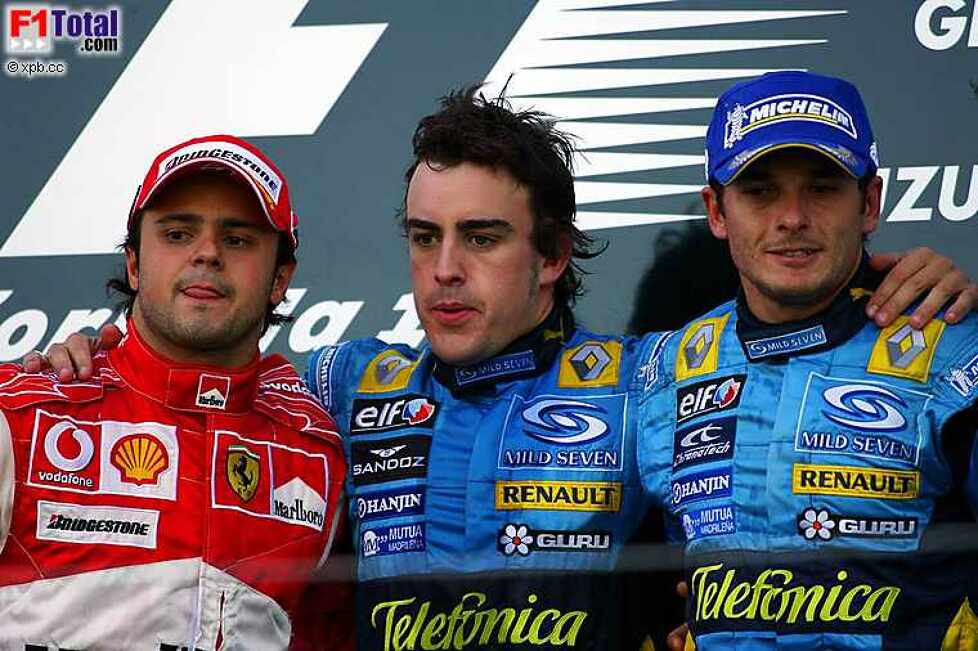 Felipe Massa (Ferrari), Fernando Alonso (Renault), Giancarlo Fisichella (Renault)