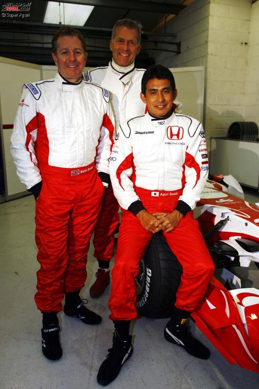 Martin Brundle, Christian Danner und Aguri Suzuki (Teamchef) (Super Aguri) 