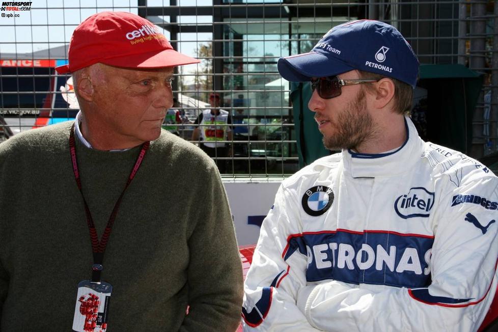Miki Lauda und Nick Heidfeld (BMW Sauber F1 Team) 