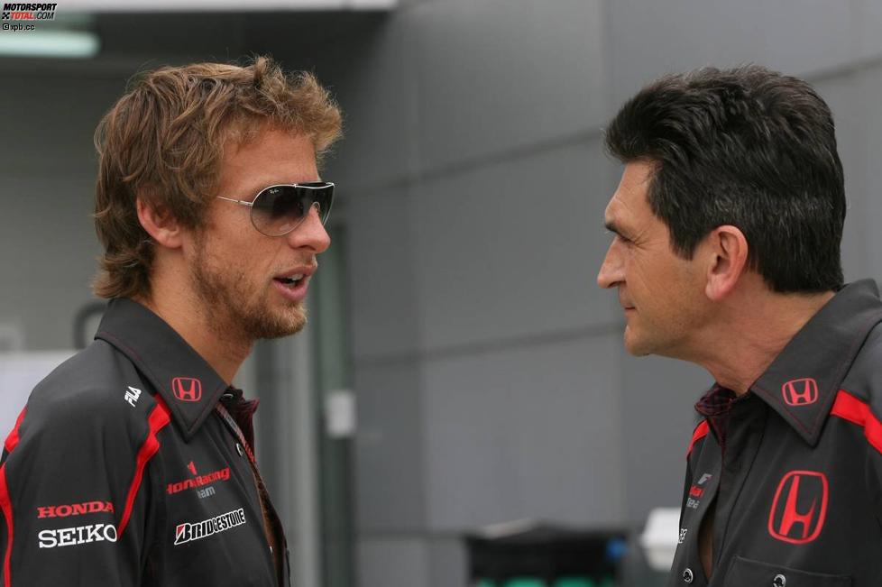 Jenson Button (Honda F1 Team) mit Jacky Eeckelaert