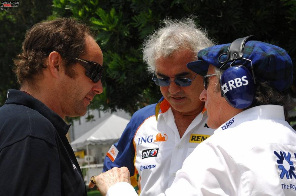 Gerhard Berger (Teamanteilseigner) (Toro Rosso), Flavio Briatore (Teamchef) (Renault) und  Jackie Stewart