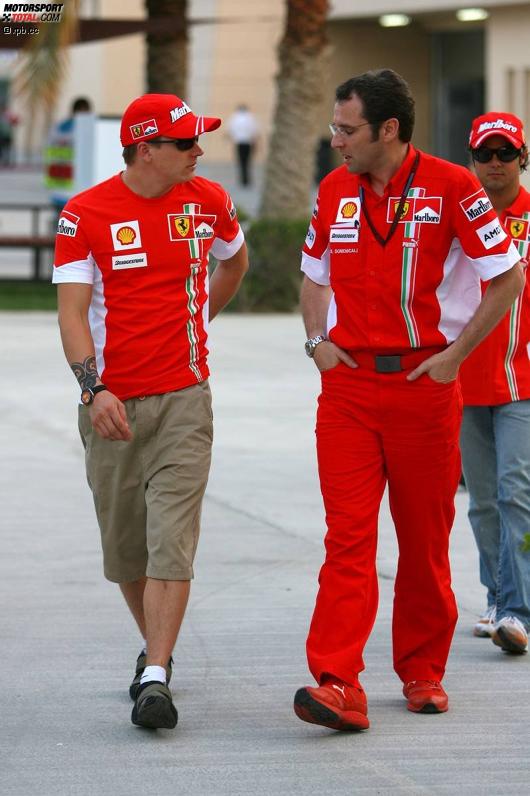 Kimi Räikkönen und Stefano Domenicali (Sportlicher Leiter) (Ferrari) 