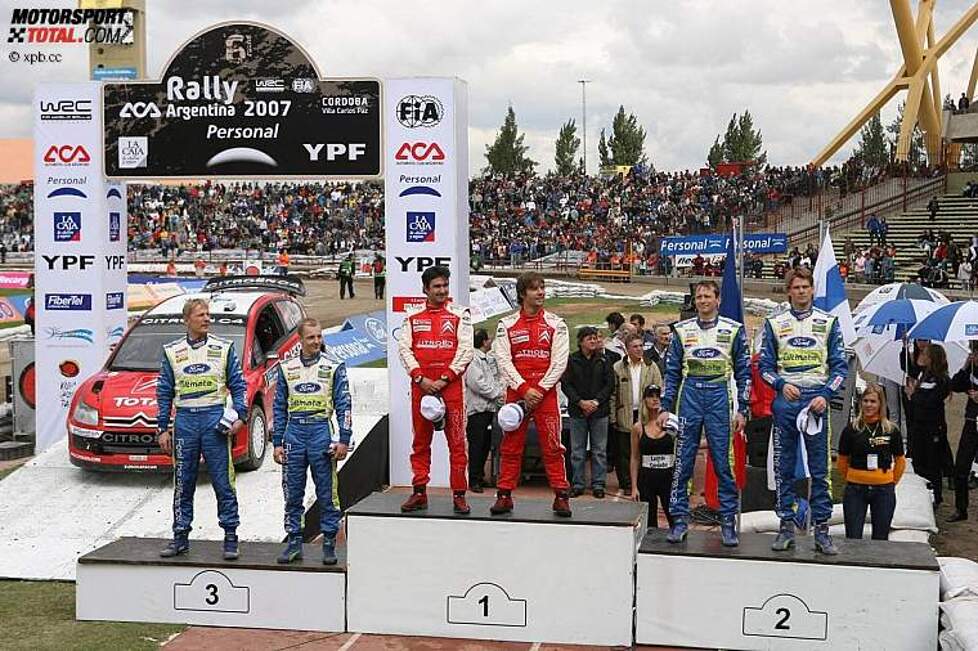 Mikko Hirvonen (Ford), Sébastien Loeb (Citroen) und Marcus Grönholm (Ford) 