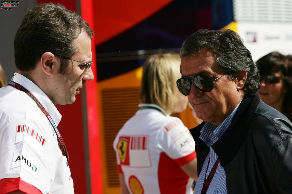 Stefano Domenicali (Sportlicher Leiter) (Ferrari) und Ex-Formel-1-Teambesitzer Gian Carlo Minardi