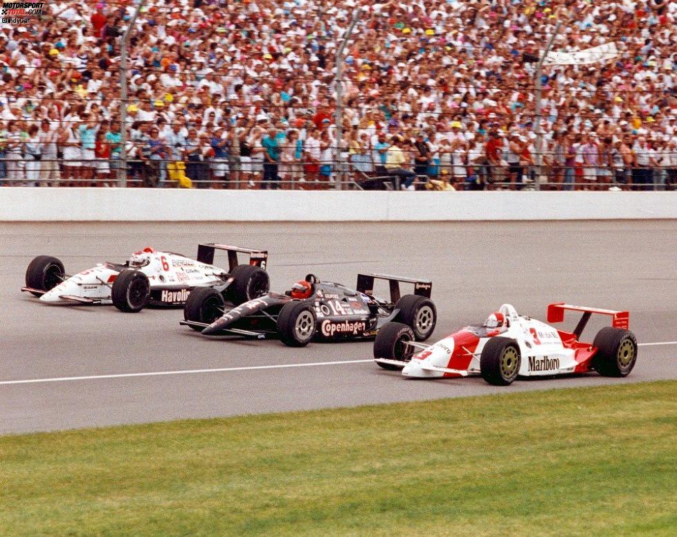 Prominente erste Reihe 1991: Rick Mears, A.J. Foyt und Mario Andretti (von innen nach aussen)