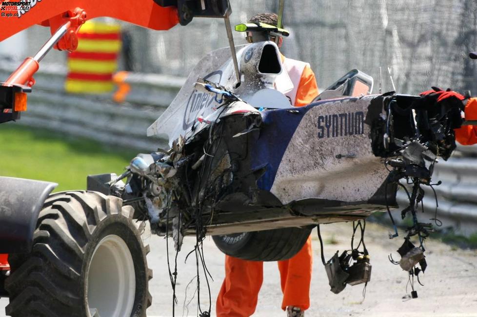 Das Wrack von Robert Kubica (BMW Sauber F1 Team) 