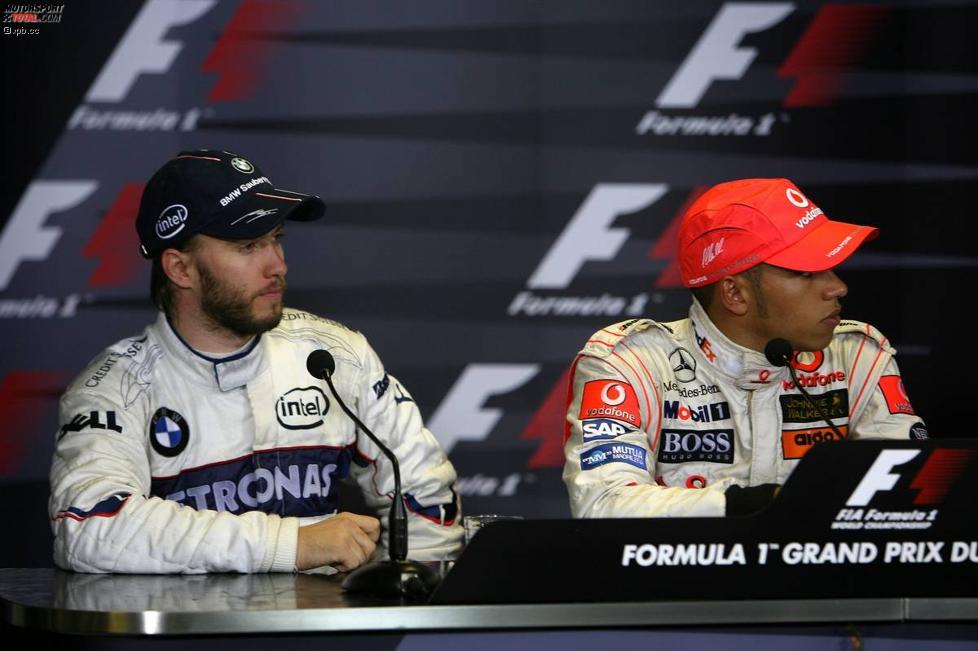 Nick Heidfeld (BMW Sauber F1 Team) und Lewis Hamilton (McLaren-Mercedes) 