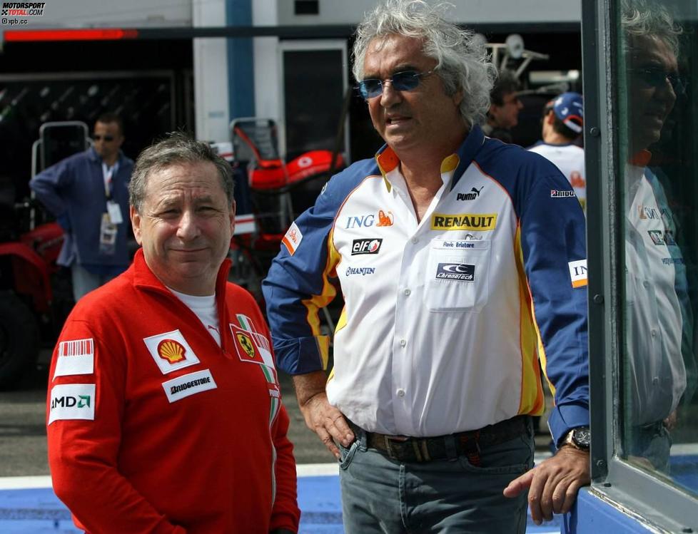 Jean Todt (Teamchef) (Ferrari) und Flavio Briatore (Teamchef) (Renault) 