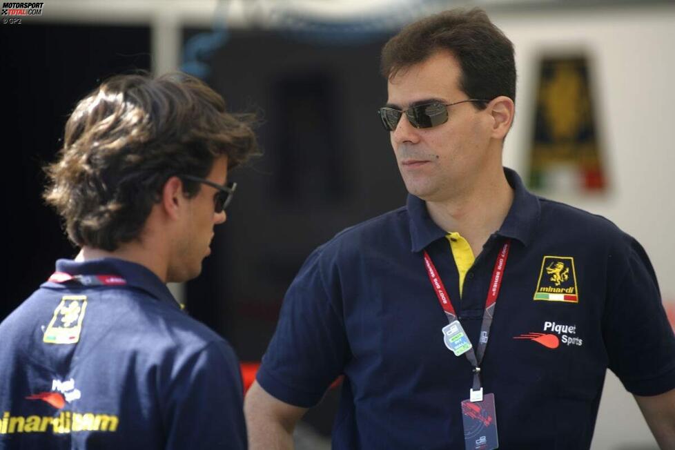 Alexandre Negrao (Minardi-Piquet) mit seinem Teamchef Felipe Vargas