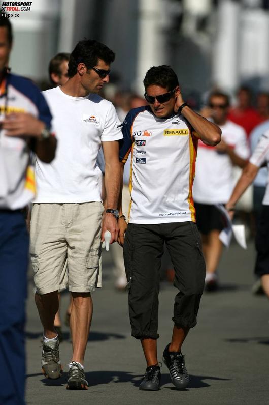 Mark Webber (Red Bull) und Giancarlo Fisichella (Renault) 