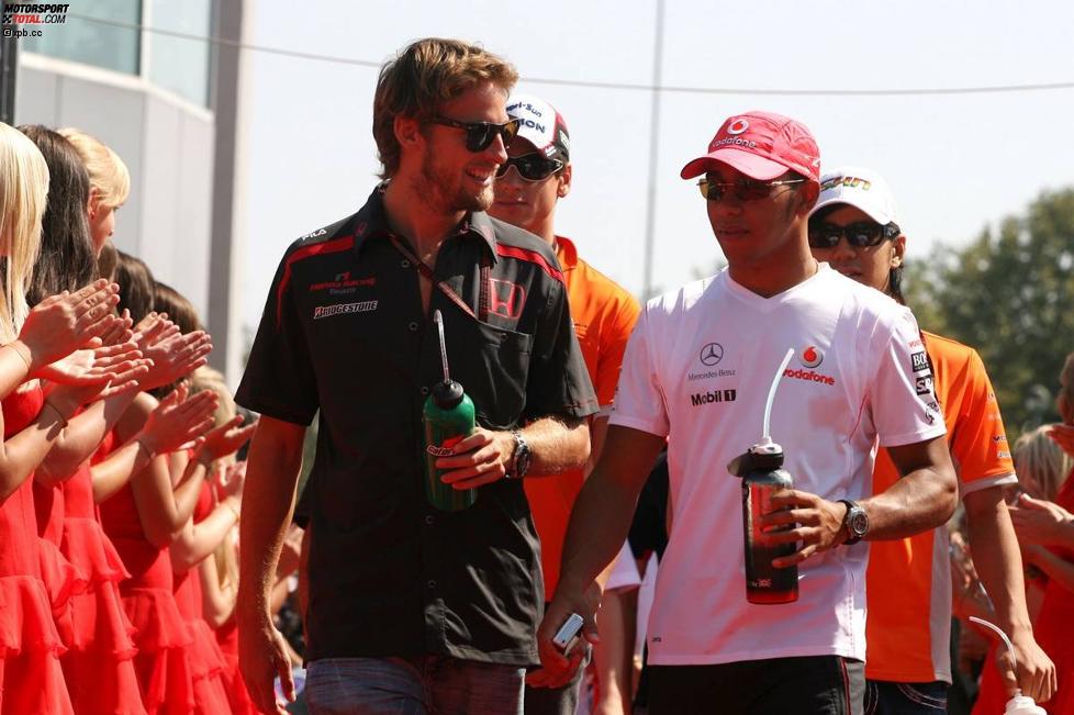 Jenson Button (Honda F1 Team) und Lewis Hamilton (McLaren-Mercedes) 