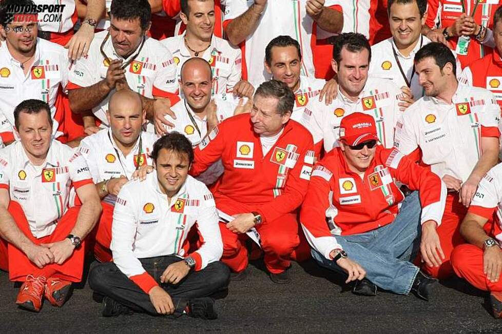 Felipe Massa, Jean Todt (Teamchef) und Kimi Räikkönen (Ferrari) 