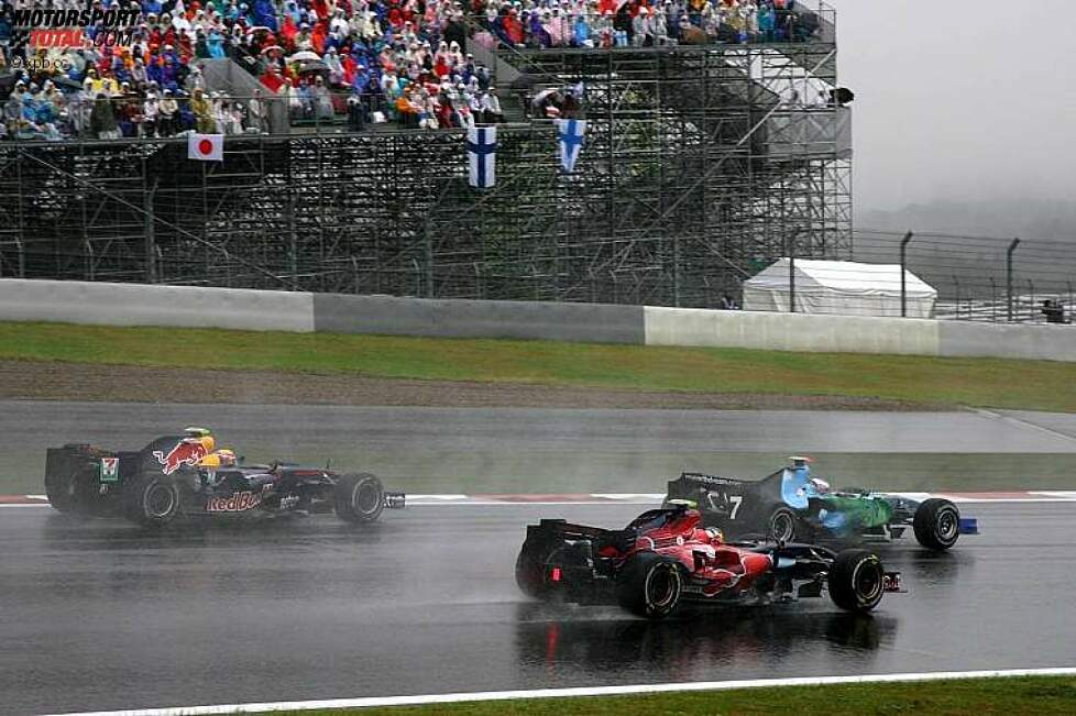 Mark Webber (Red Bull), Sebastian Vettel (Toro Rosso) und Jenson Button (Honda F1 Team) 