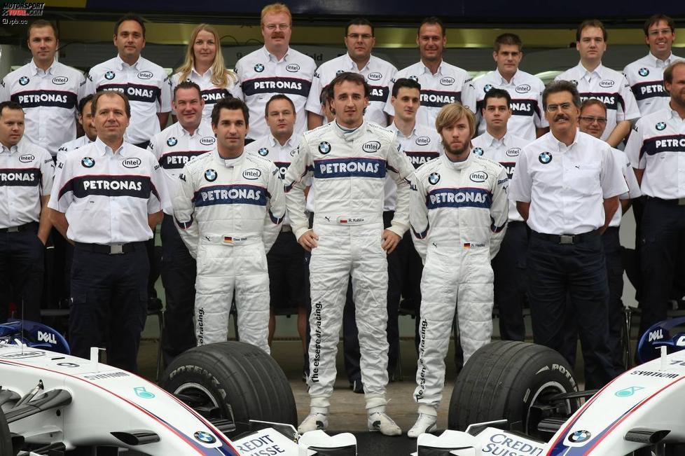 Willy Rampf (Technischer Direktor), Timo Glock, Robert Kubica, Nick Heidfeld und Mario Theissen (BMW Motorsport Direktor) (BMW Sauber F1 Team)