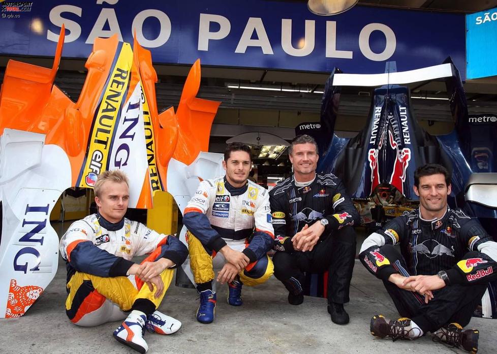 Heikki Kovalainen, Giancarlo Fisichella, David Coulthard und Mark Webber
