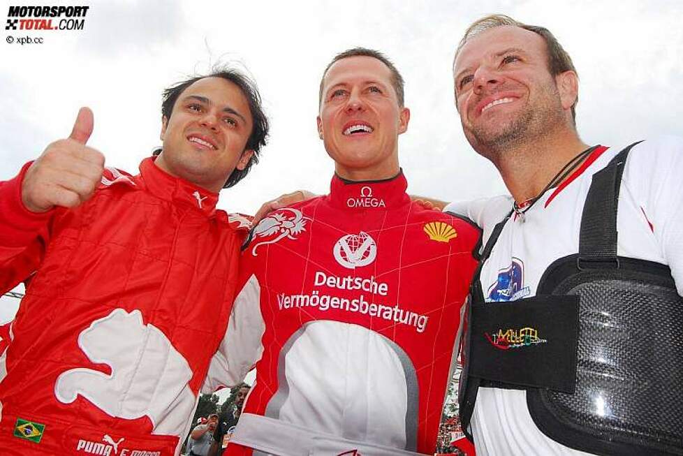 Felipe Massa, Michael Schumacher und Rubens Barrichello