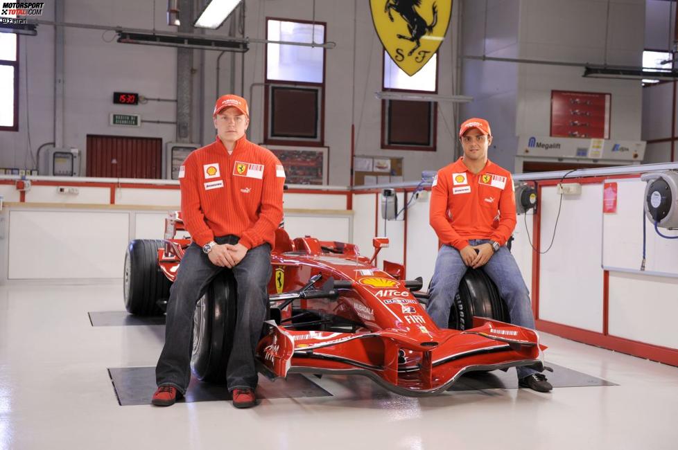 Kimi Räikkönen und Felipe Massa mit dem Ferrari F2008