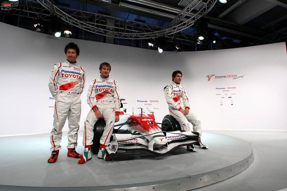 Kamui Kobayashi, Jarno Trulli und Timo Glock (Toyota) 