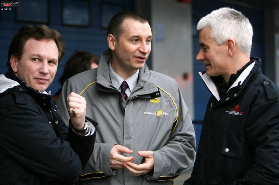 Christian Horner (Teamchef), Rob White (Motorenchef) und Geoff Willis (Technischer Direktor) (Red Bull) 