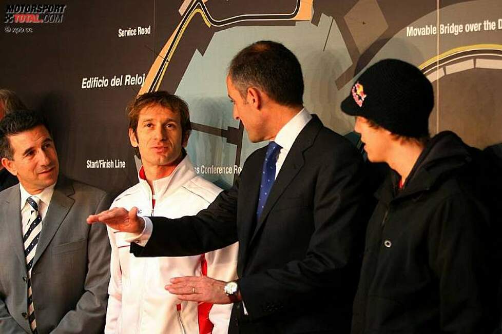 Jarno Trulli (Toyota) und Sebastian Vettel (Toro Rosso), Pressekonferenz zur Vorstellung des Straßenkurses in Valencia 