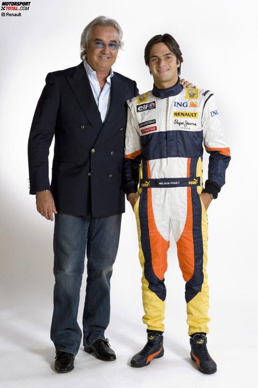 Flavio Briatore (Teamchef) und Nelson Piquet Jr. (Renault) 