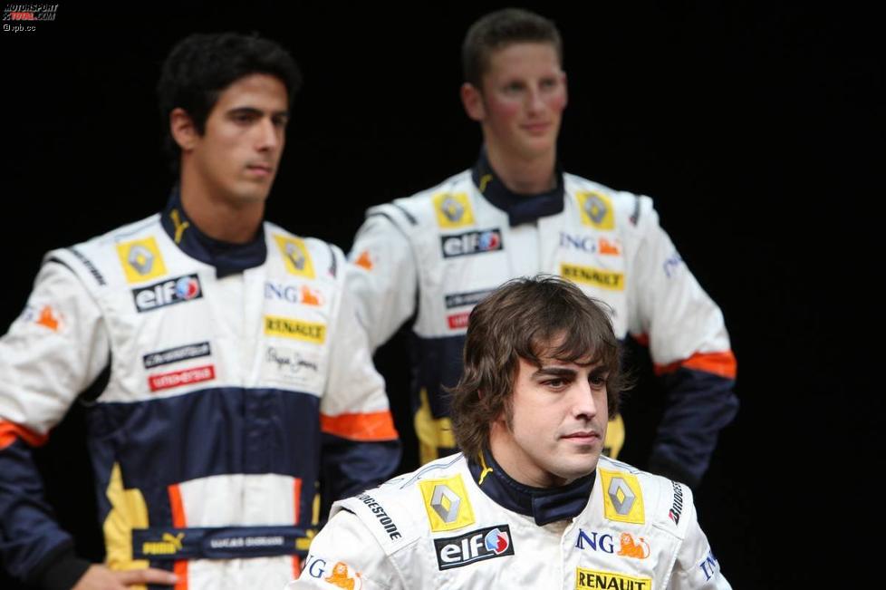 Lucas di Grassi, Romain Grosjean und Fernando Alonso (Renault) 