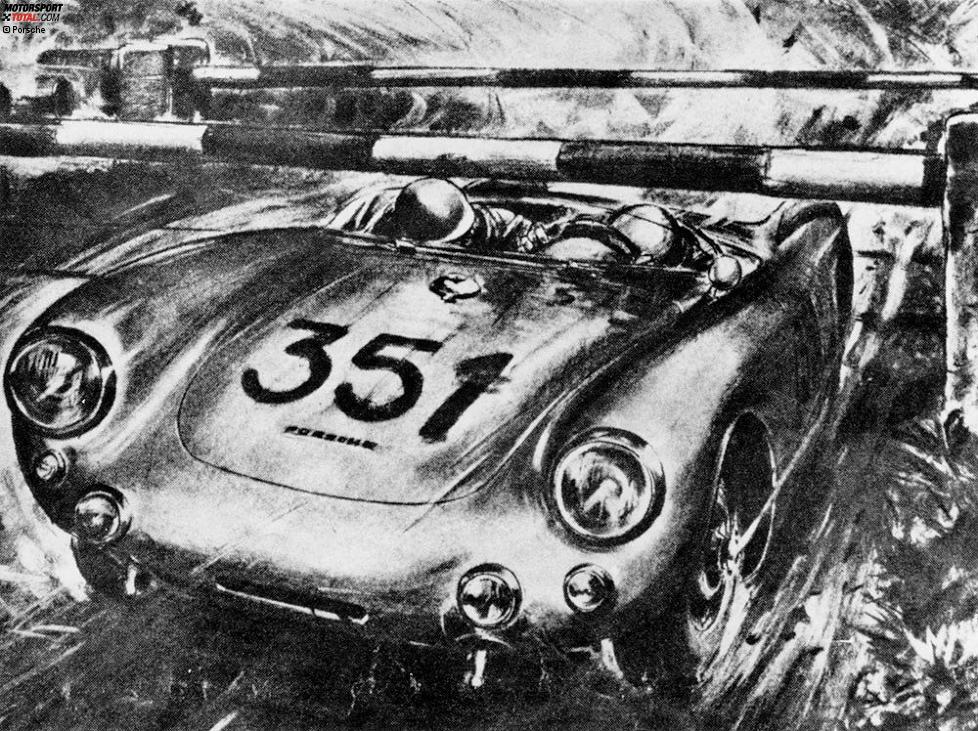 Briefmarke: Mille Miglia 1954 im Porsche 550 RS Spyder