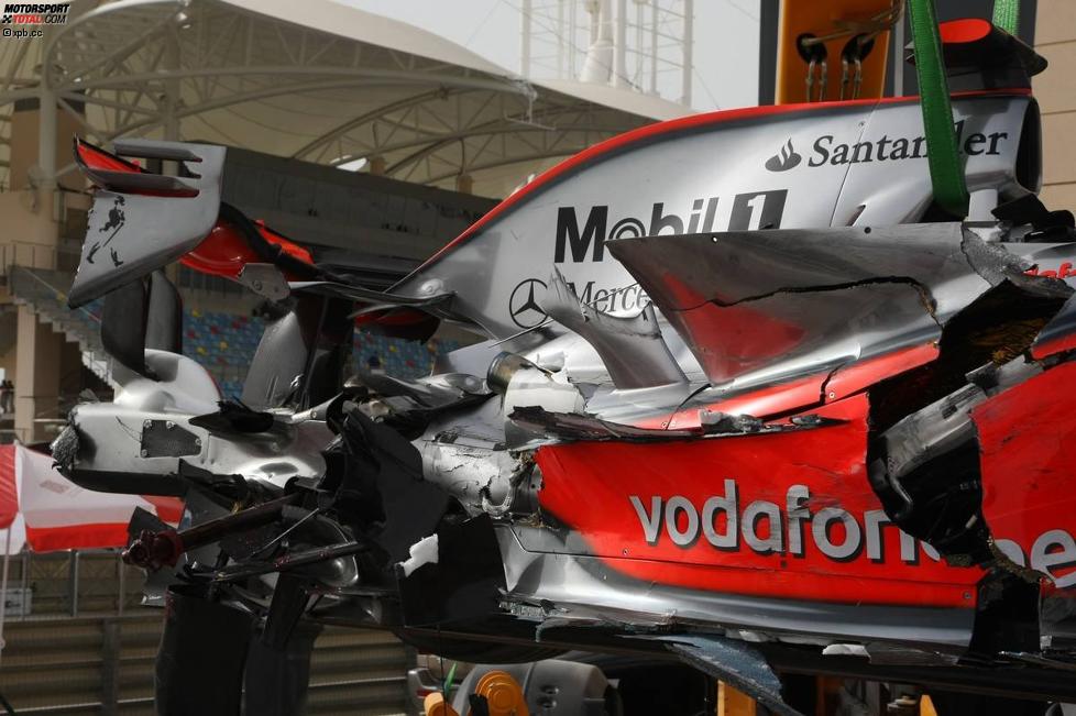 Das Wrack von Lewis Hamilton (McLaren-Mercedes) 