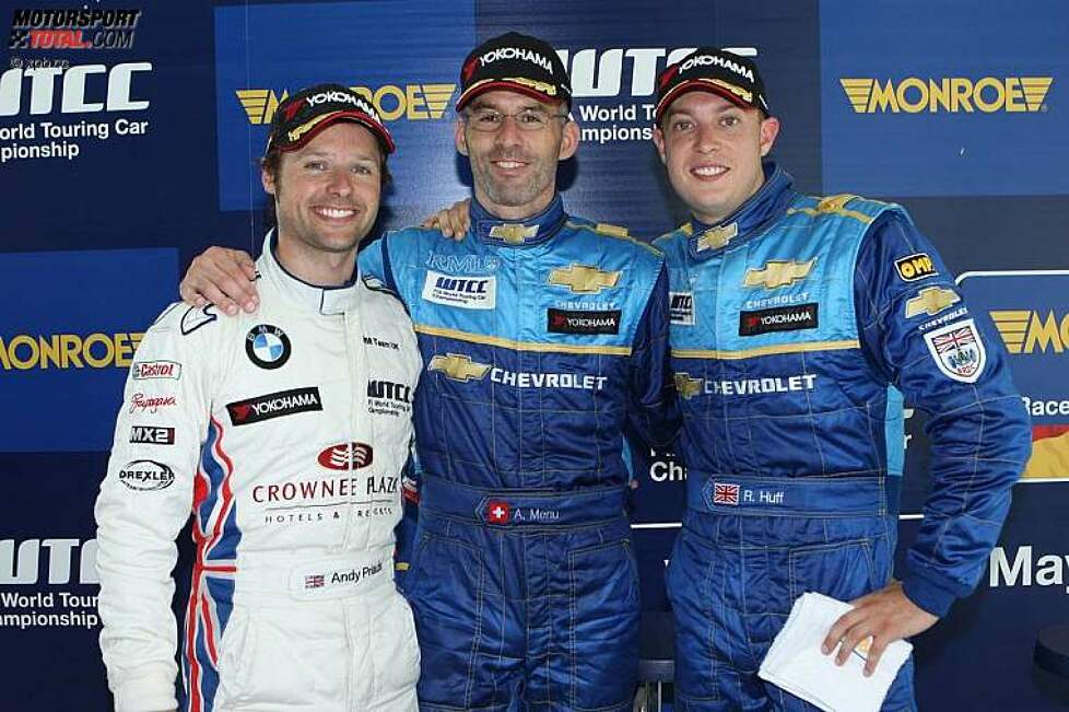 Andy Priaulx (BMW Team UK), Alain Menu und Robert Huff (Chevrolet) 