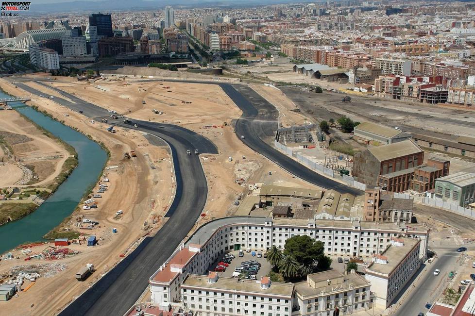 Bauarbeiten am Stadtkurs in Valencia