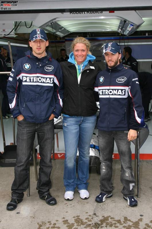 Robert Kubica, Nick Heidfeld (BMW Sauber F1 Team) mit Golferin Suzann Pettersen